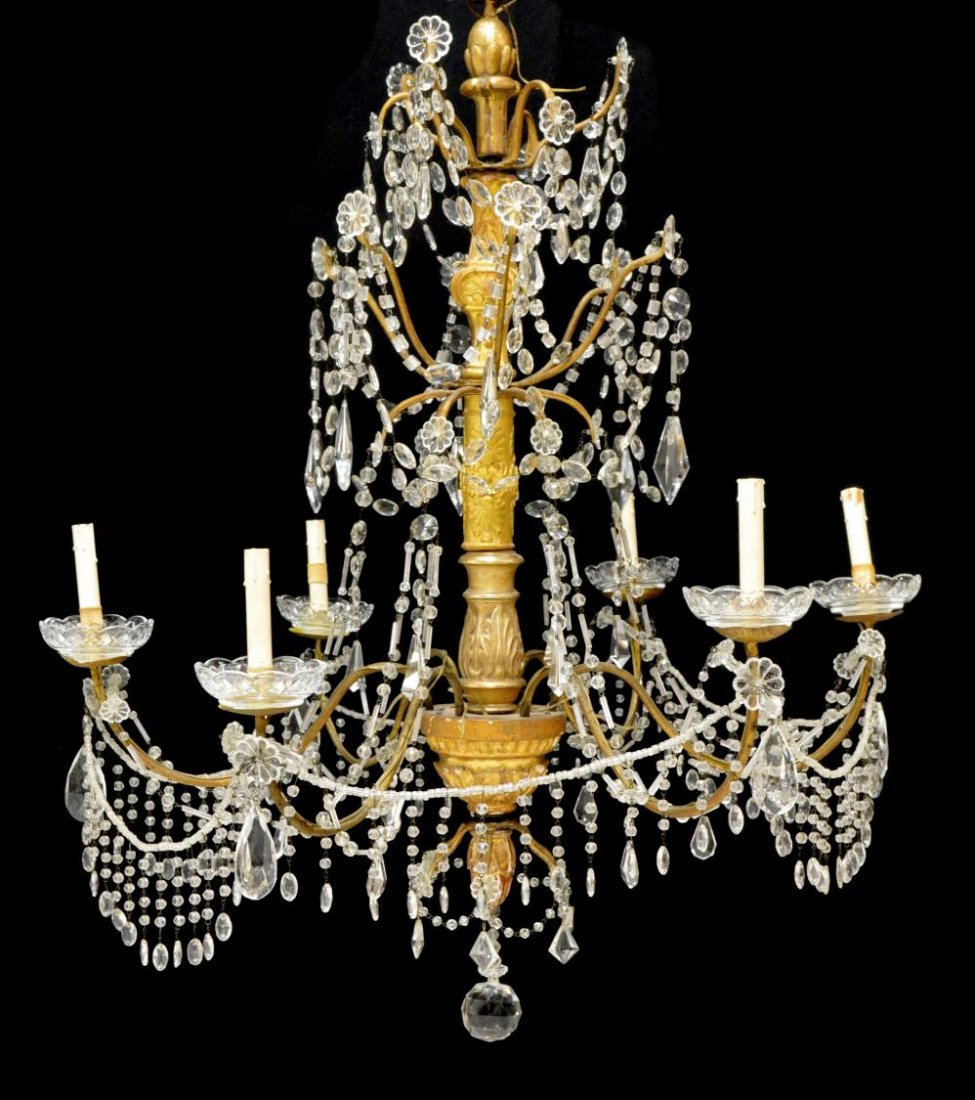 -MONUMENTAL ITALIAN GILT 6-LIGHT CHANDELIER 18TH C (1 of 3)