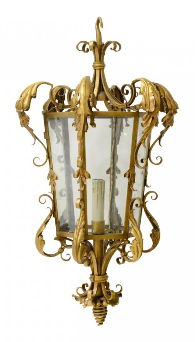 ITALIAN GILT METAL SINGLE-LIGHT CHANDELIER (1 of 3)