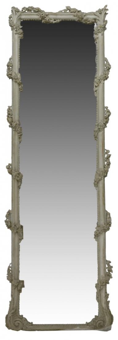 FRENCH ART NOUVEAU PAINTED MIRROR, EARLY 20TH C (1 of 2)