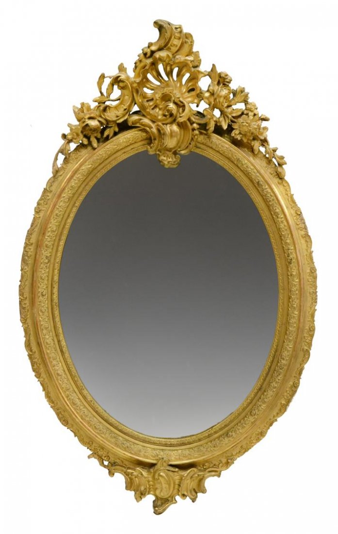 FRENCH LOUIS XV STYLE GILT & GESSO MIRROR, 19TH C (1 of 4)