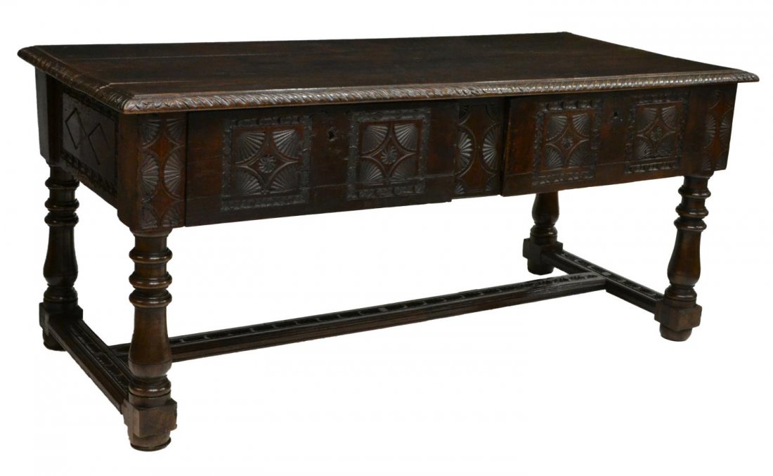 RUSTIC SPANISH BAROQUE STYLE DESK OR WORK TABLE (1 of 8)