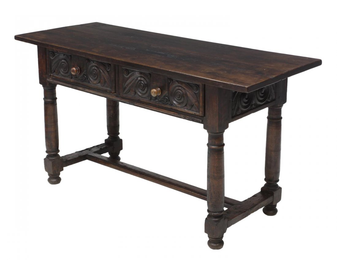 SPANISH BAROQUE CONSOLE WORK TABLE, 18TH C., (1 of 5)