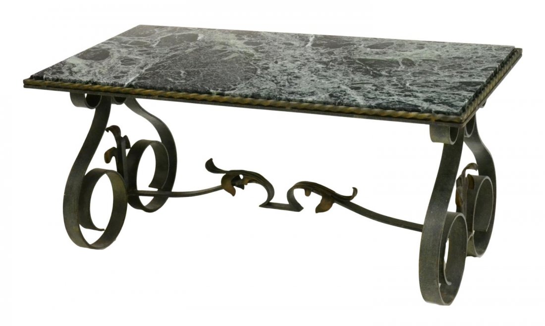 FRENCH MARBLE & IRON COFFEE TABLE, 20TH C (1 of 2)