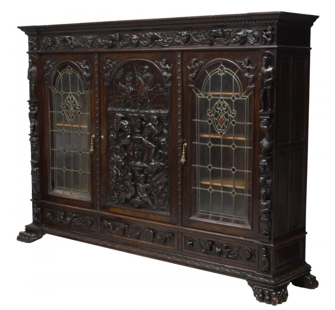 SPANISH RENAISSANCE REVIVAL CARVED BOOKCASE (1 of 5)