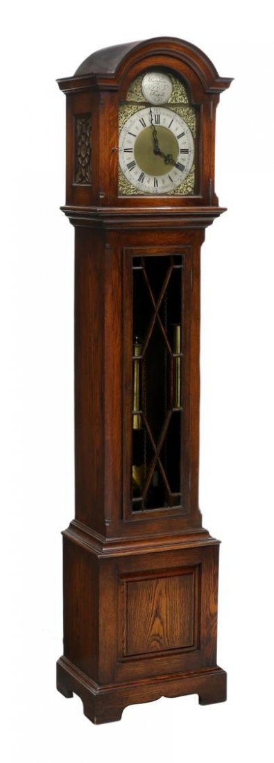 GERMAN OAK CASED GRANDFATHER CLOCK (1 of 5)