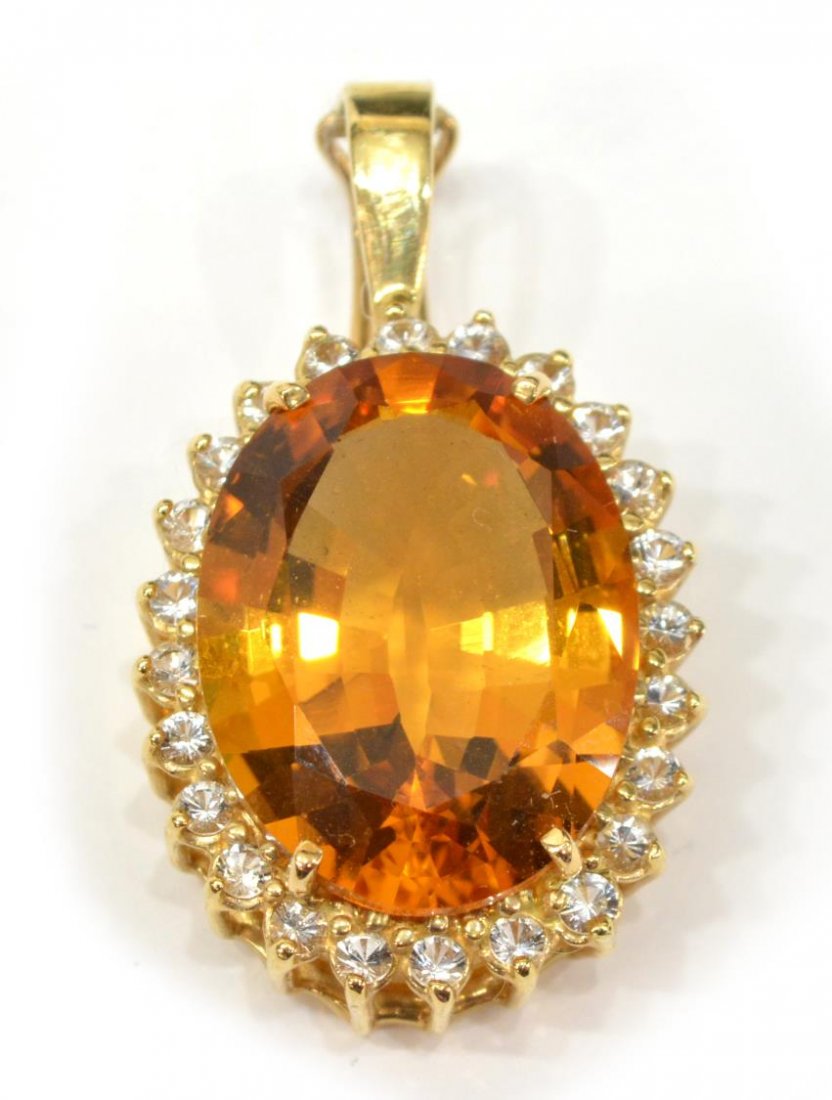 LADIES 14KT GOLD, 15 CT CITRINE PENDANT (1 of 2)