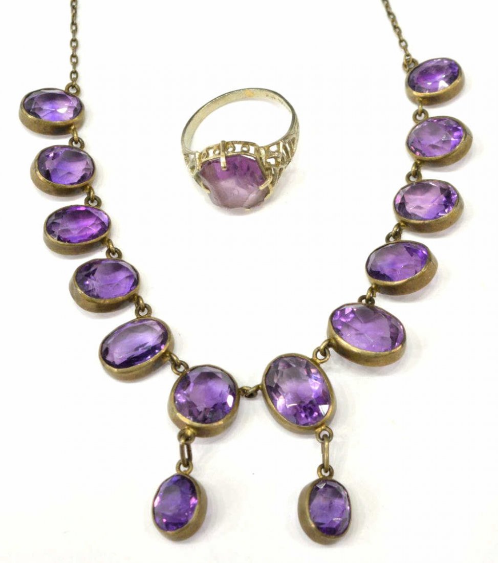 ESTATE STERLING, GOLD & AMETHYST RING & NECKLACE (1 of 8)