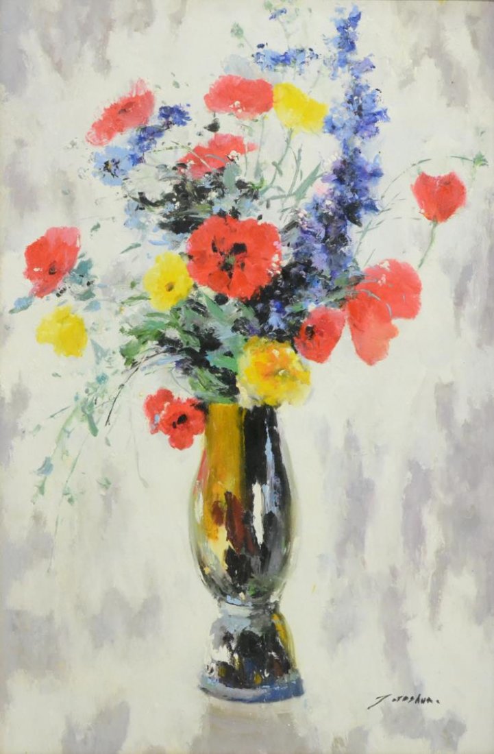 FRAMED OIL PAINTING, FLORAL STILL LIFE 20TH C (1 of 4)