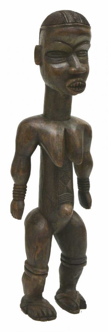 LARGE AFRICAN CARVED STANDING TRIBAL FIGURE (1 of 3)