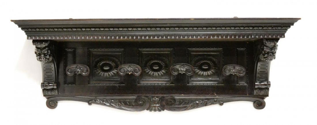 RENAISSANCE REVIVAL CARVED WOOD HAT & COAT RACK (1 of 4)