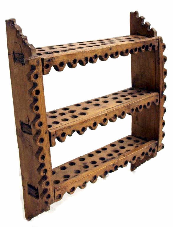 18TH C. SPAIN PRIMITIVE PINE CARVED WALL SHELF (1 of 3)