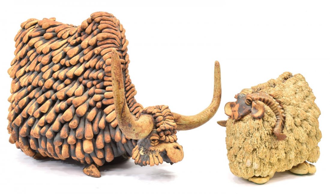 TERRACOTTA SCULPTURES, RAM & WATER BUFFALO (1 of 10)