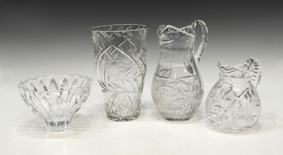 (4) COLLECTION CUT GLASS VASES, PITCHERS, BOWL (1 of 5)