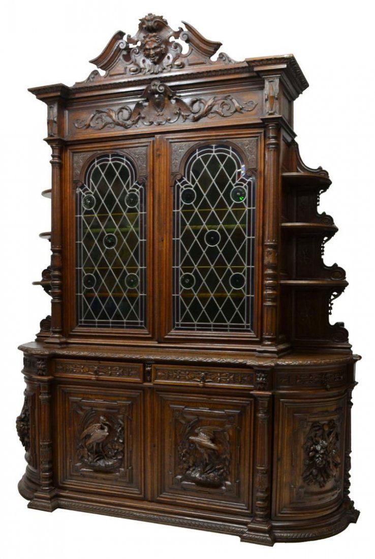 FRENCH STAINED GLASS DOORS HUNT CUPBOARD (1 of 3)