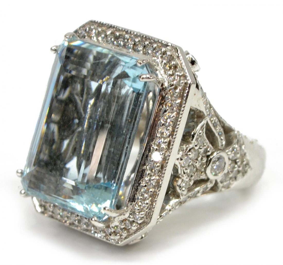 LADIES ESTATE BARRY KRONEN 18KT, AQUAMARINE RING (1 of 6)