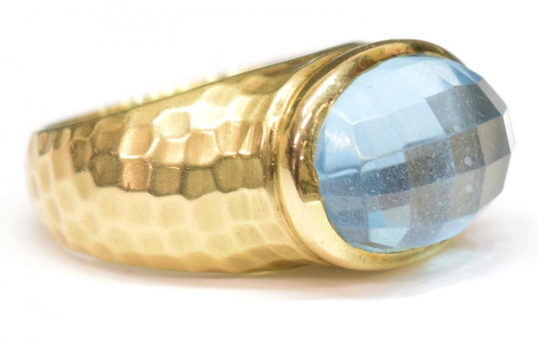 LADIES 14KT GOLD, BLUE TOPAZ ESTATE RING BY MAZ (1 of 6)