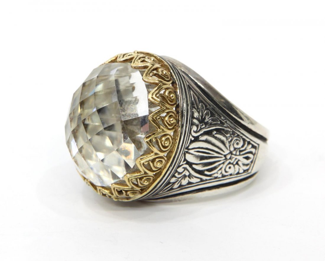 KONSTANTINO 18KT GOLD, SILVER, FACETED QUARTZ RING (1 of 3)