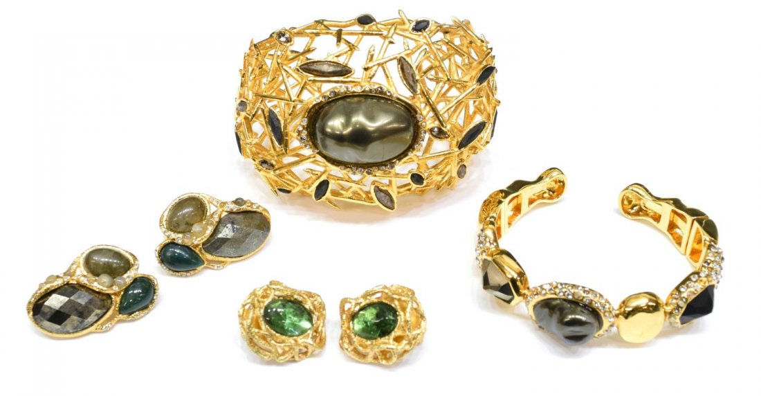 ALEXIS BITTAR GILT METAL & STONE JEWELRY GROUP (1 of 6)