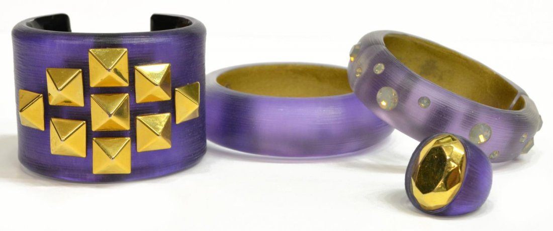 ALEXIS BITTAR PURPLE LUCITE & STUDDED JEWELRY (1 of 4)