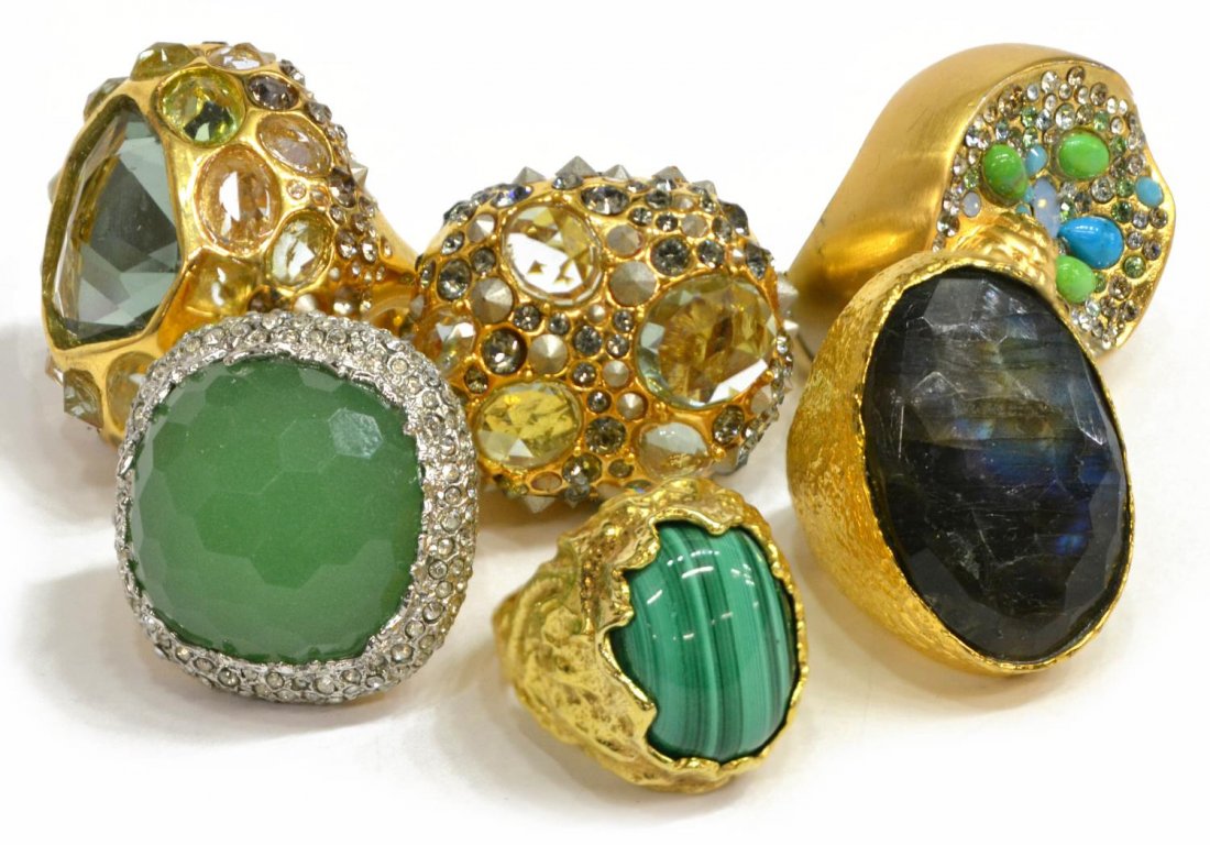 ALEXIS BITTAR 925 & GILT CRYSTAL STONE RINGS (1 of 4)
