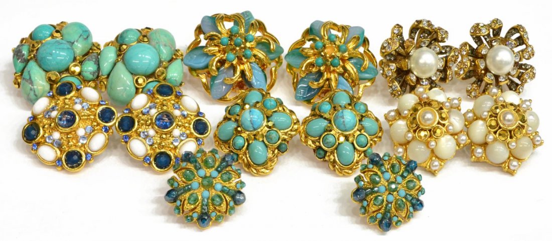 JOSE & MARIA BARRERA TURQUOISE & CRYSTAL EARRINGS (1 of 4)