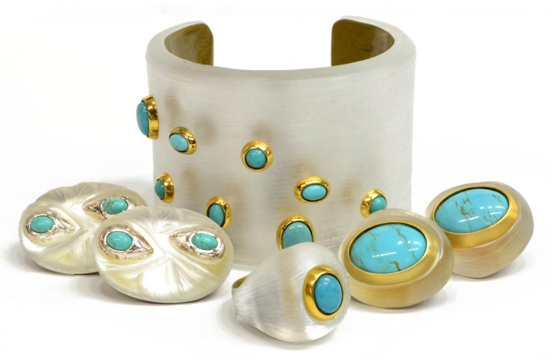 ALEXIS BITTAR WHITE & TURQUOISE JEWELRY GROUP (1 of 5)