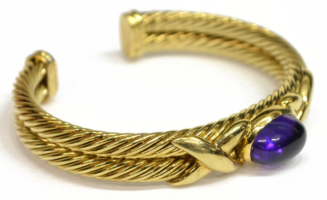 DAVID YURMAN 14KT DOUBLE X AMEHTYST CABLE BRACELET (1 of 3)