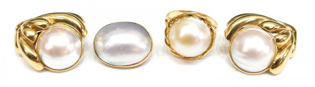 LADIES 14KT GOLD & MABE PEARL ESTATE JEWELRY (1 of 9)