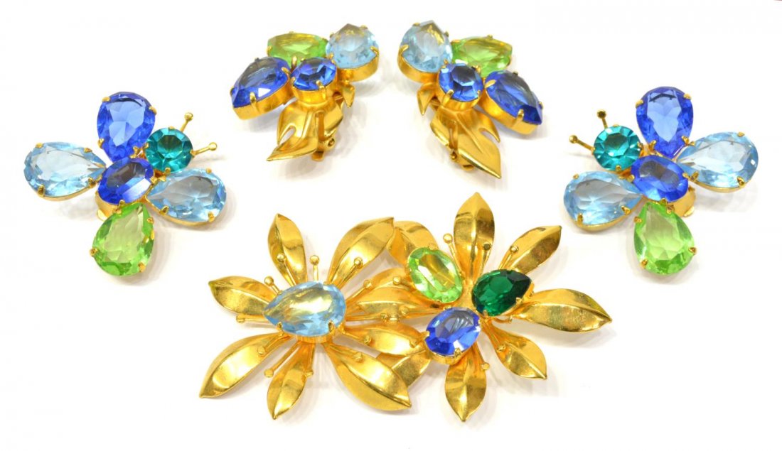 PHILIPPE FERRANDIS CRYSTAL GOLD TONE JEWELRY (1 of 8)