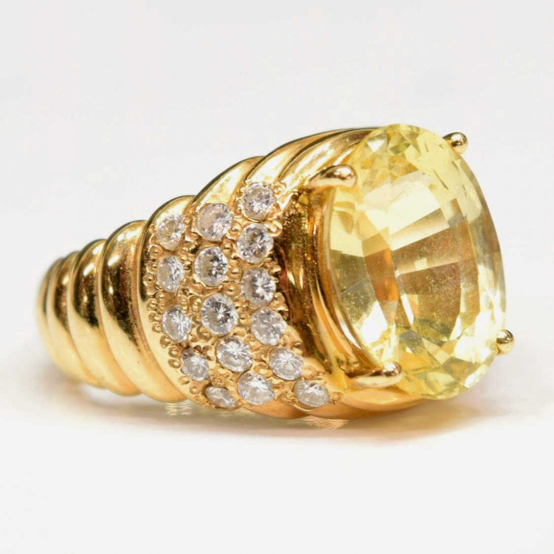 ESTATE 14KT GOLD, YELLOW SAPPHIRE & DIAMOND RING (1 of 5)