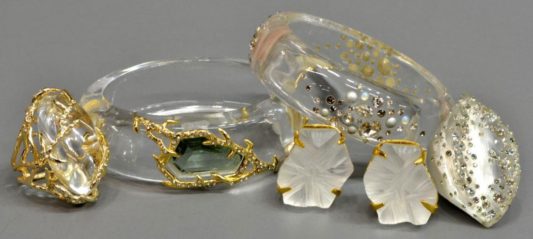 ALEXIS BITTAR CLEAR & WHITE LUCITE JEWELRY LOT (1 of 5)