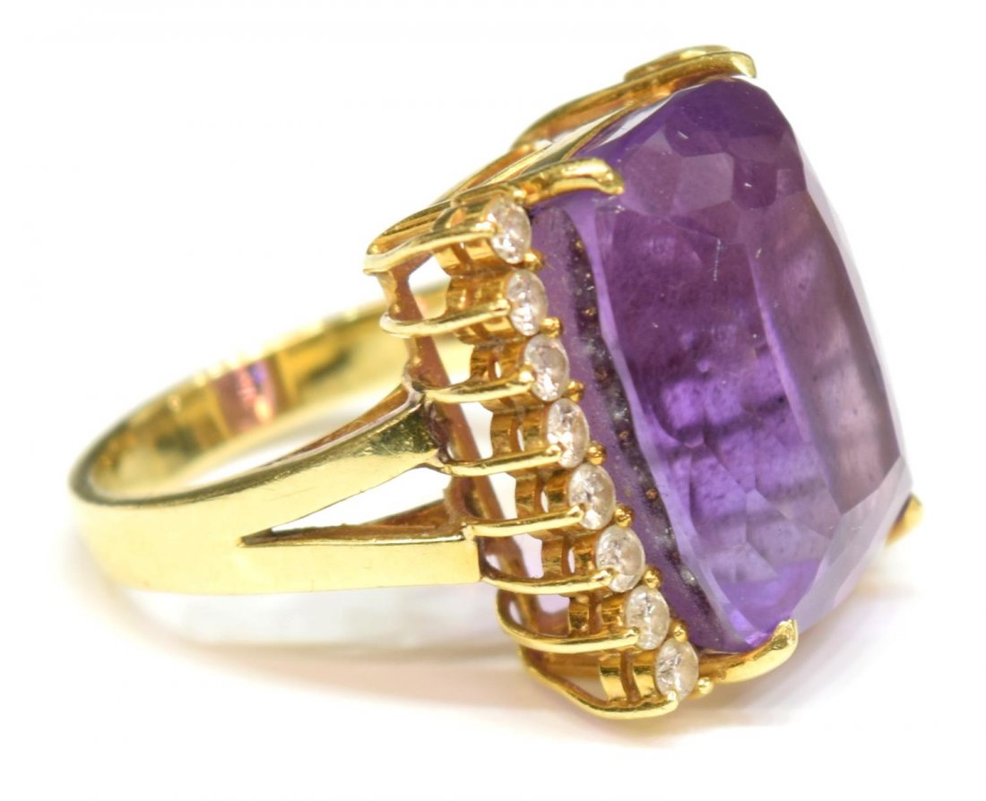 ESTATE 18KT GOLD, AMETHYST & DIAMOND COCKTAIL RING (1 of 5)