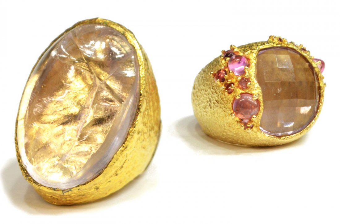 ALEXIS BITTAR VERMEIL STERLING SILVER GEMSTONE RINGS (1 of 5)