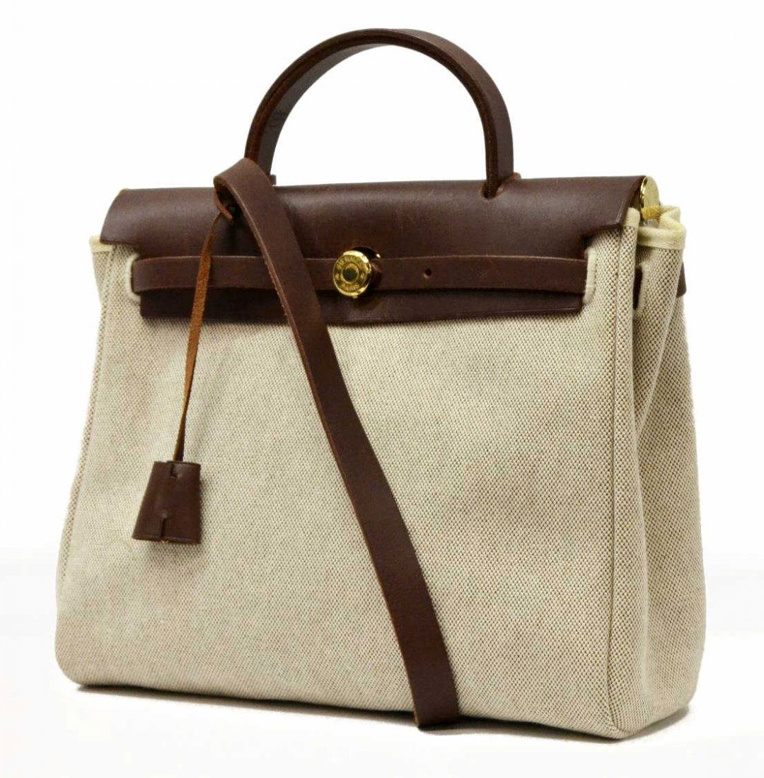 HERMES CHANGEABLE BROWN LEATHER "HERBAG" (1 of 6)