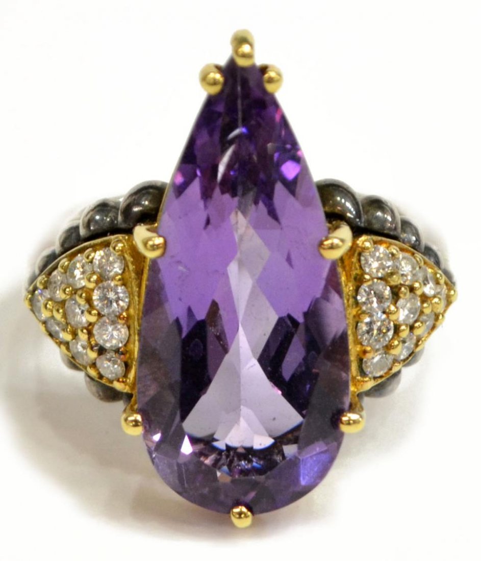 ESTATE LAGOS CAVIAR 18KT & STERLING DIAMOND RING (1 of 5)