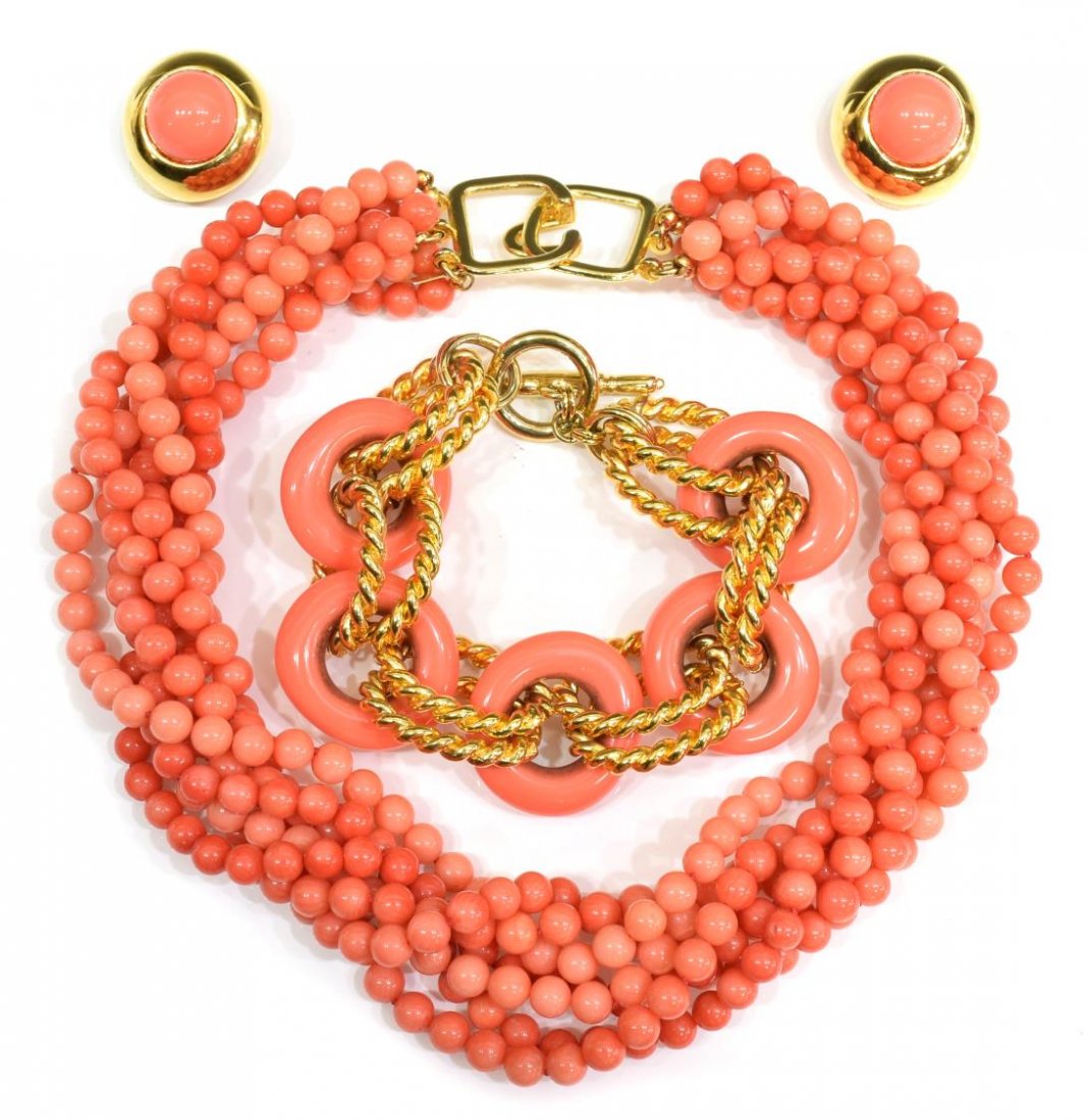 GROUP OF KENNETH JAY LANE SIGNED CORAL JEWELRY (1 of 3)