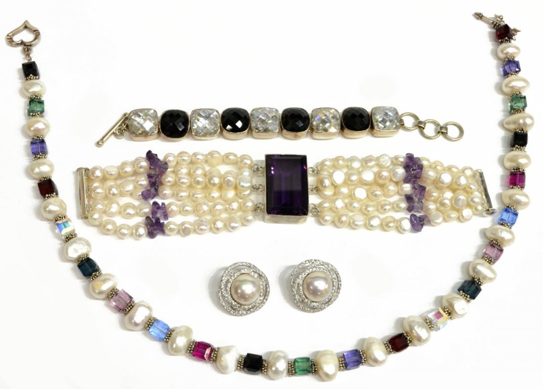 STERLING ACCENTED PEARL AND GEMSTONE JEWELRY (1 of 5)