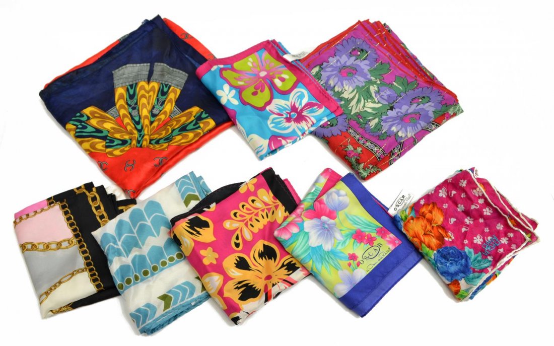 (8) COLLECTION OF VINTAGE DESIGNER SILK SCARVES (1 of 5)