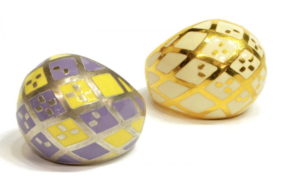 ALEXIS BITTAR VERMEIL ENAMELED STERLING RINGS (1 of 6)