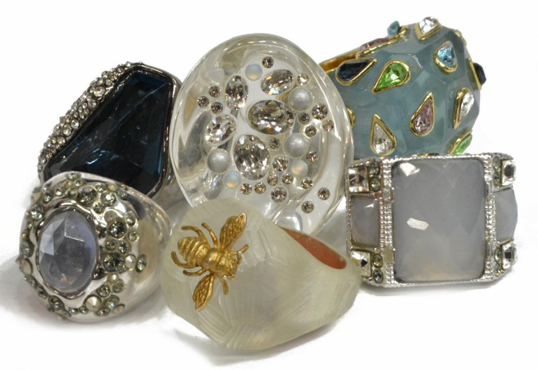 ALEXIS BITTAR METAL, LUCITE & CRYSTAL SET RINGS (1 of 4)