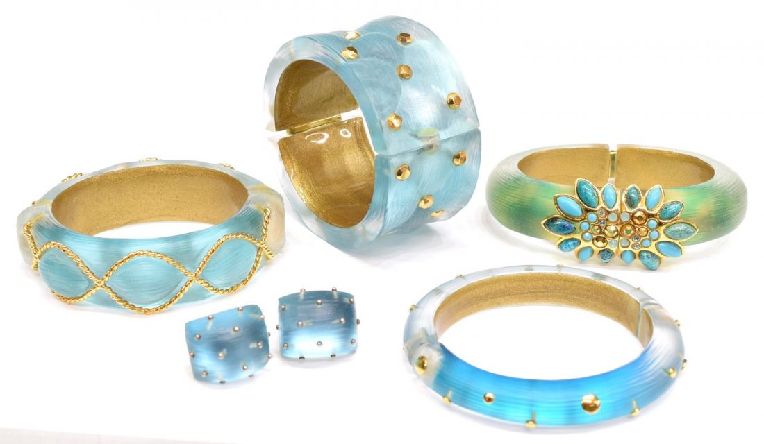 ALEXIS BITTAR BLUE & GREEN LUCITE JEWELRY (1 of 8)