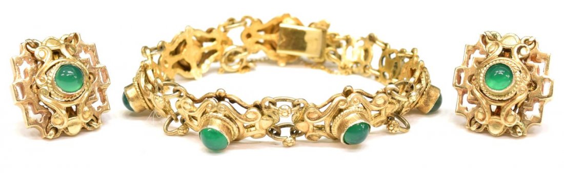 ESTATE 14KT & GF CABOCHON CHRYSOPRASE SUITE (1 of 8)