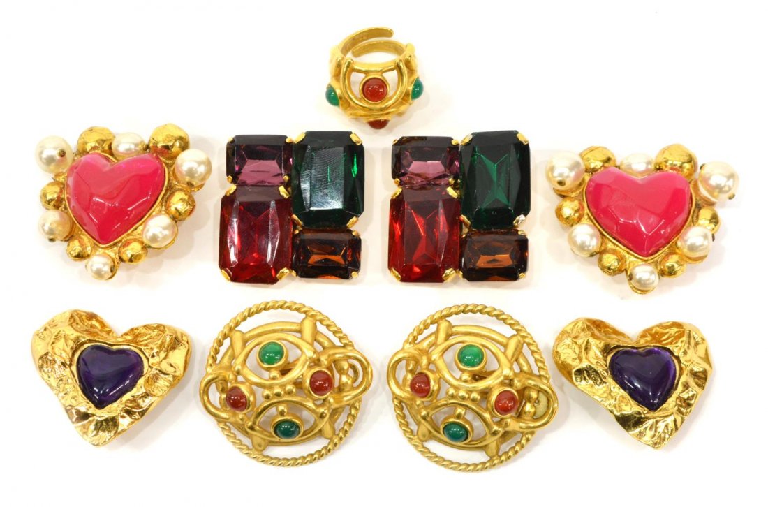 FRENCH SIGNED DESIGNER EARRINGS & RING (1 of 5)