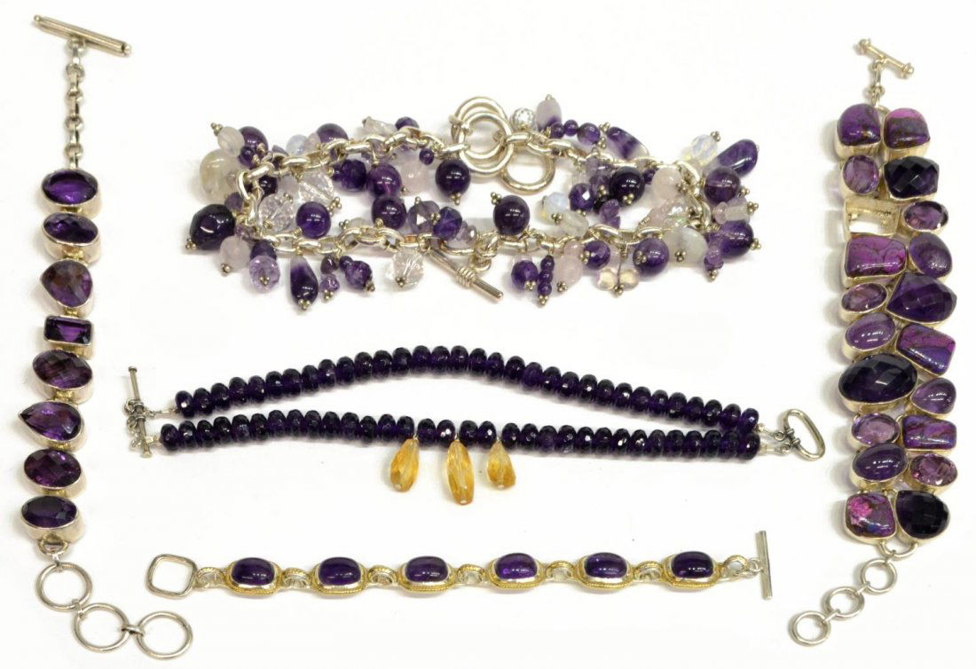 STERLING SILVER & AMEHTYST BRACELET GROUP (1 of 6)