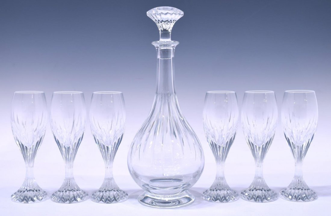 (7) BACCARAT MASSENA CRYSTAL CORDIAL LIQUOR SET (1 of 8)
