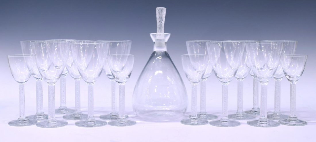 (17)LALIQUE CRYSTAL PHALSBOURG DECANTER & STEMWARE (1 of 6)