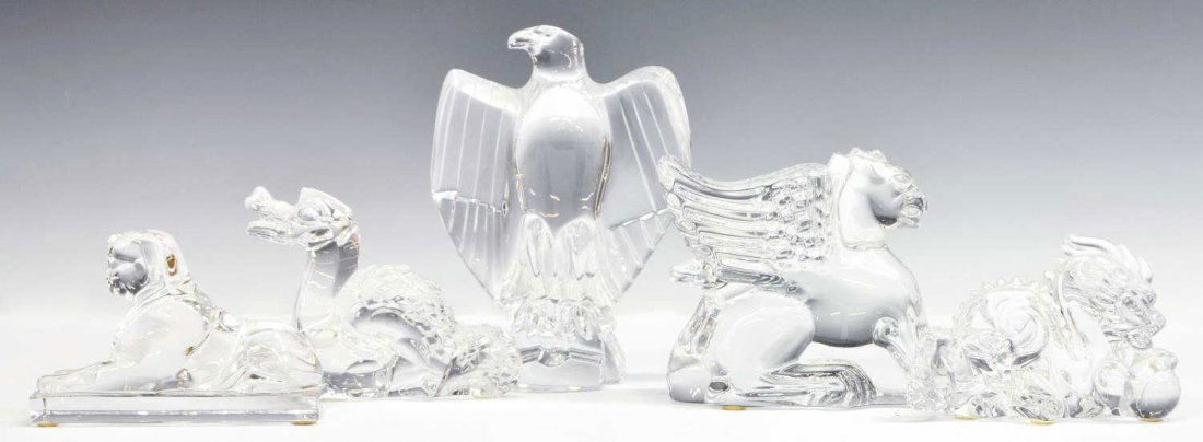 (5) BACCARAT ART CRYSTAL EAGLE, DRAGONS, SPHYX (1 of 7)