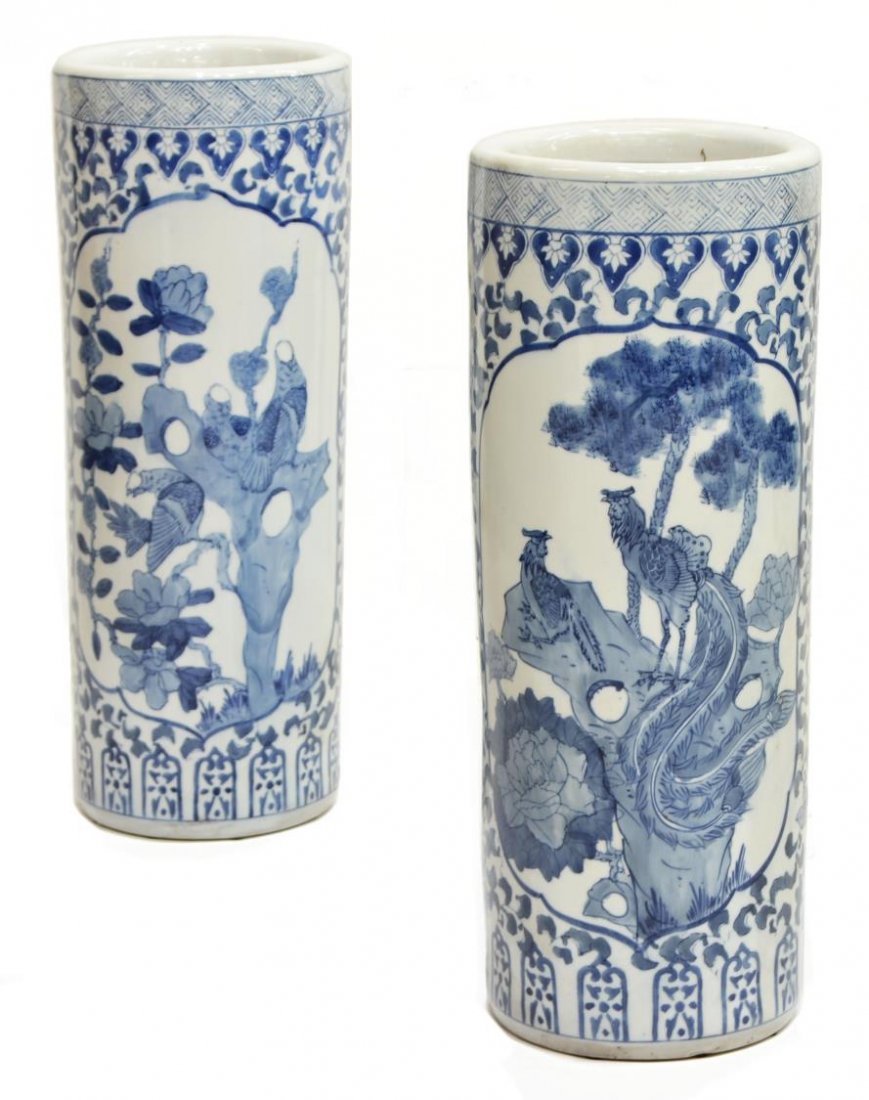 (2)CHINESE PORCELAIN BLUE & WHITE UMBRELLA STANDS (1 of 3)