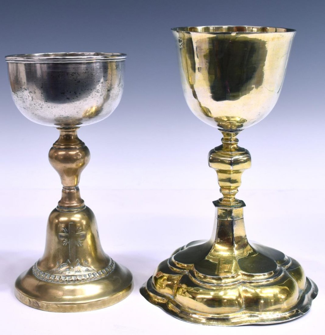 (2) ANTIQUE PORTUGUESE COLONIAL CHURCH CHALICES (1 of 8)