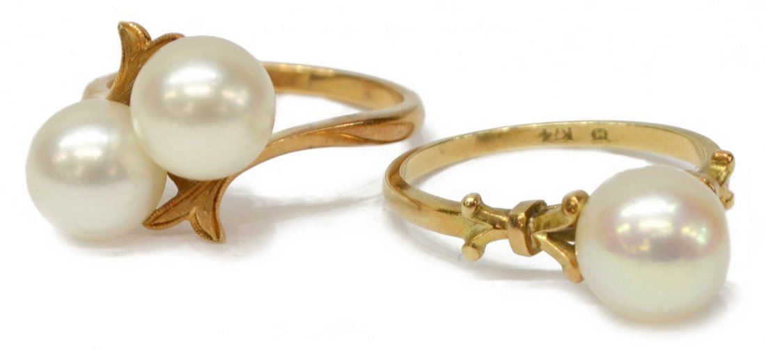 (2) LADIES 14KT GOLD MIKIMOTO PEARL RINGS (1 of 3)